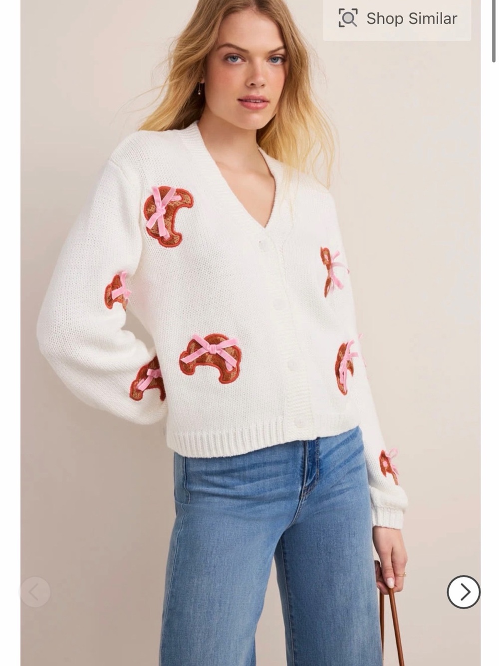 NWT Francesca's Bow & Croissants Cardigan/ Sweater